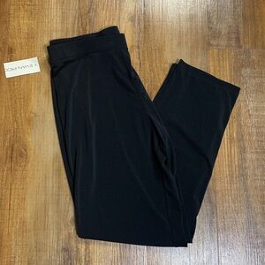 Evan Picone black moss crape semi sheer pants size L